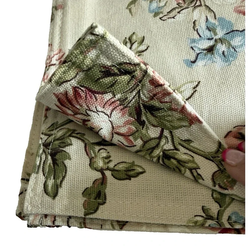 Ralph Lauren Floral Placemats 100% Cotton 14 X 19 Beige Pink Blue Machine Wash